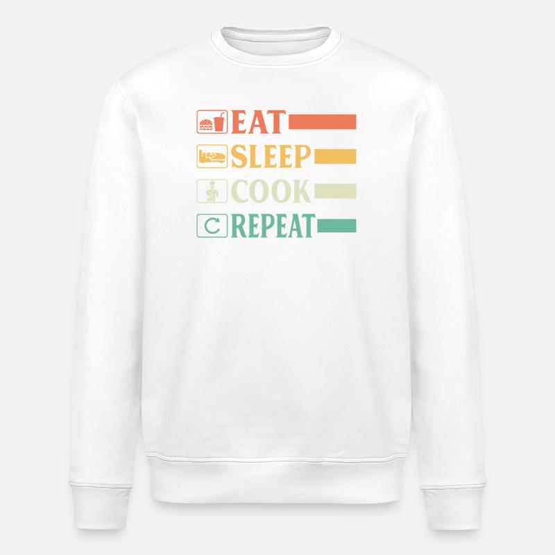Funny Chef Head Chef Baker Chef Eat Sleep Cook Rep - Stanley/Stella ROLLER Unisex Organic Sweatshirt - white
