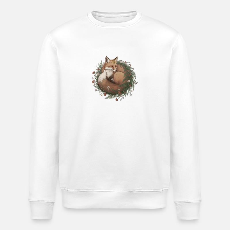 Schlafender Fuchs Kranz Süß - Stanley/Stella Unisex Bio-Sweatshirt ROLLER - Weiß