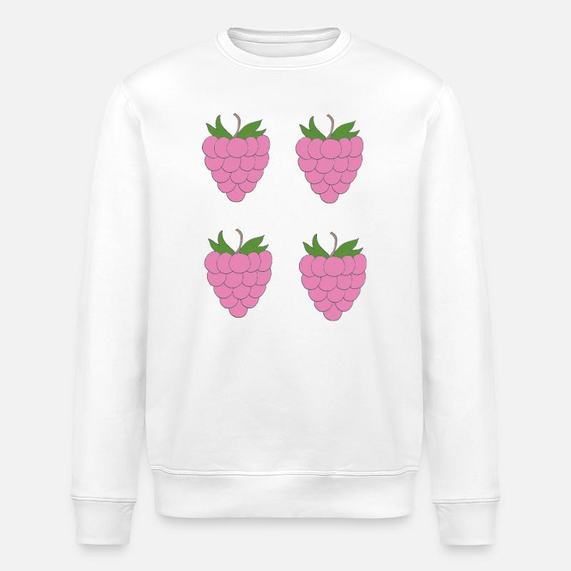 Motif de double grappe de framboise - Sweat bio ROLLER Stanley/Stella Unisexe - blanc