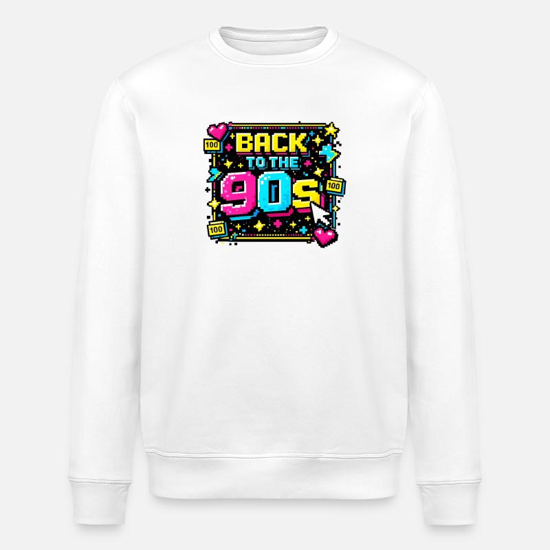 Zurück in die 90er Pixel Neon - Stanley/Stella Unisex Bio-Sweatshirt ROLLER - Weiß