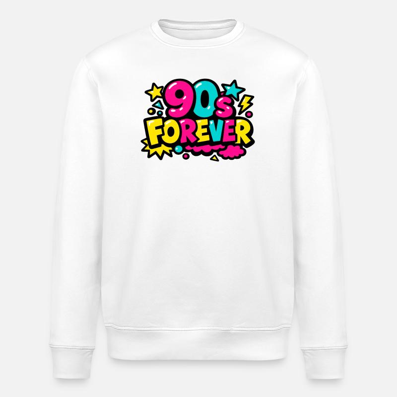 90s Forever Neon Pop - Stanley/Stella ROLLER Unisex Organic Sweatshirt - white