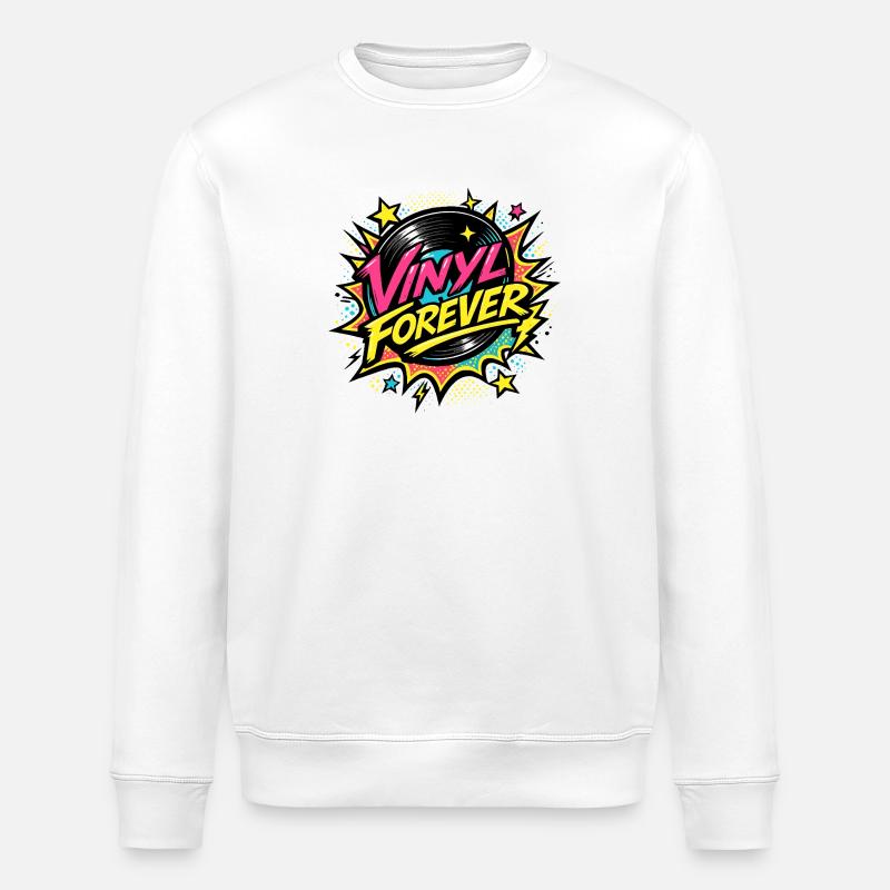 Vinyl Forever Retro Pop - Stanley/Stella Unisex Bio-Sweatshirt ROLLER - Weiß