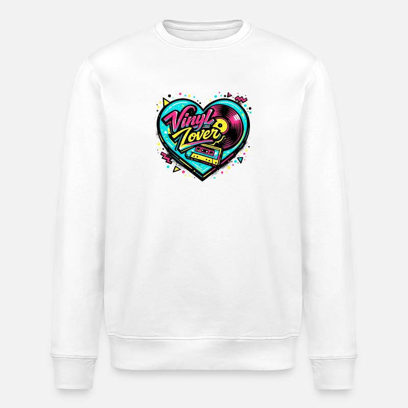 Vinyl Herz Neon - Stanley/Stella Unisex Bio-Sweatshirt ROLLER - Weiß