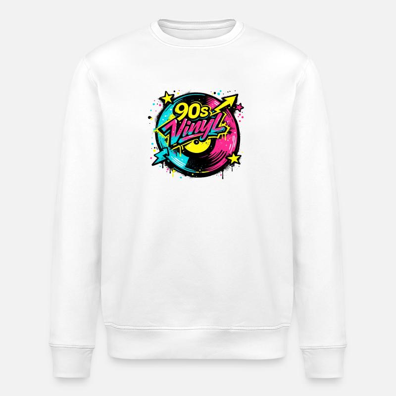 90s Vinyl Neon Kreis - Stanley/Stella Unisex Bio-Sweatshirt ROLLER - Weiß
