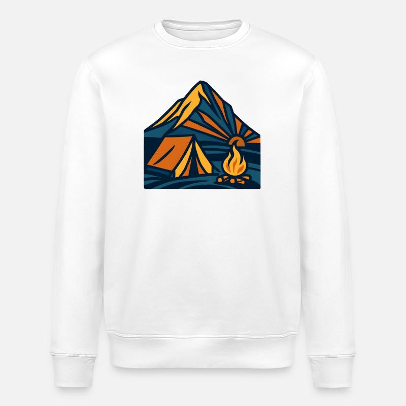 Bergzelt Lagerfeuer Abend - Stanley/Stella Unisex Bio-Sweatshirt ROLLER - Weiß