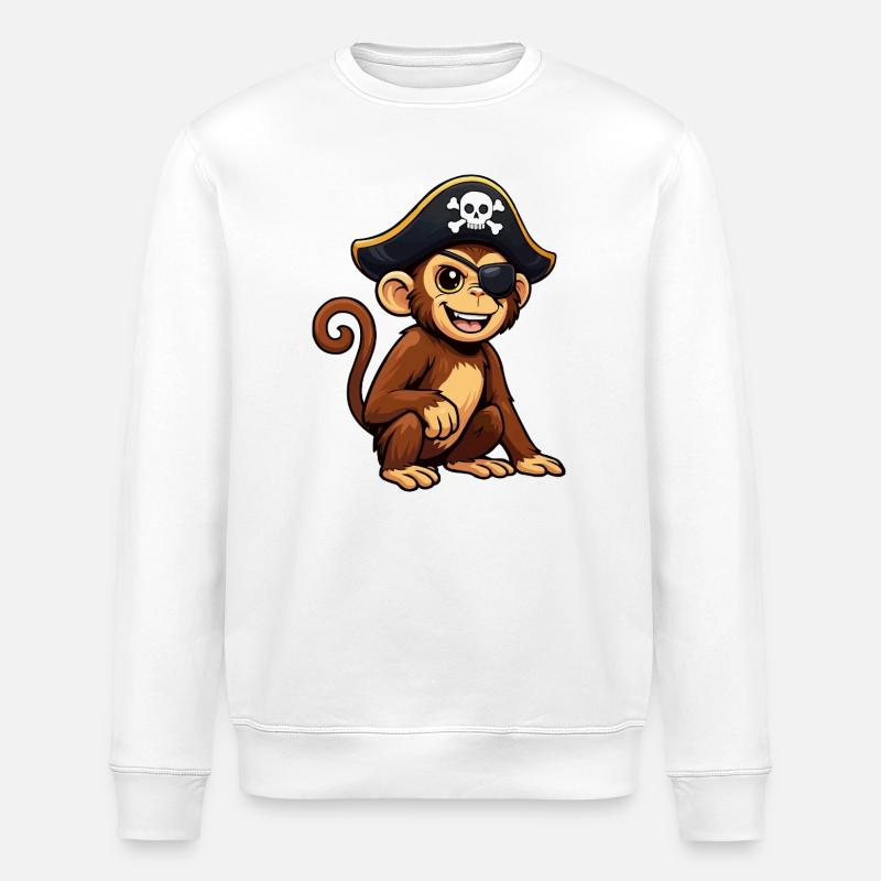 Monkey Pirate - Stanley/Stella ROLLER Unisex Organic Sweatshirt - white