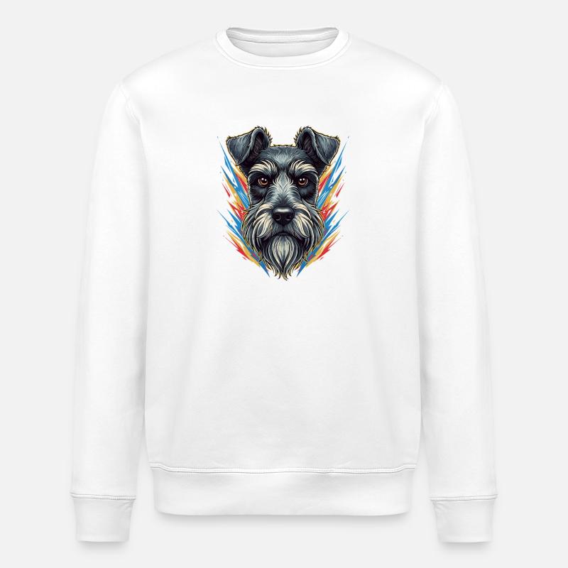 Farbexplosion Schnauzer Portrait - Stanley/Stella Unisex Bio-Sweatshirt ROLLER - Weiß