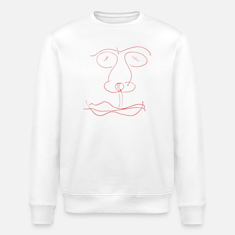 Ligne de face rouge abstraite - Sweat bio ROLLER Stanley/Stella Unisexe - blanc