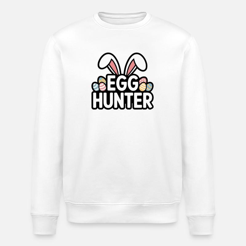 Egg Hunter Bunny – Easter Design - Stanley/Stella ROLLER Unisex Organic Sweatshirt - white