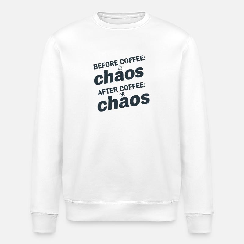Chaos avant et après le café - Sweat bio ROLLER Stanley/Stella Unisexe - blanc