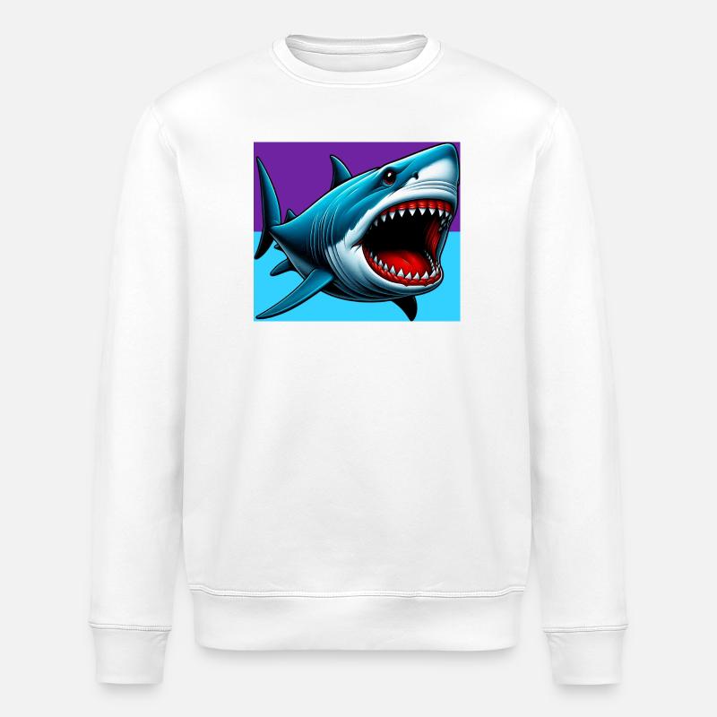 Shark - Stanley/Stella ROLLER Unisex Organic Sweatshirt - white