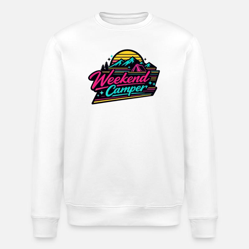 Weekend Camper Neon Skyline - Stanley/Stella ROLLER Unisex Organic Sweatshirt - white