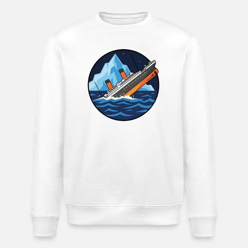 Titanic Schiff Eisberg Illustration - Stanley/Stella Unisex Bio-Sweatshirt ROLLER - Weiß