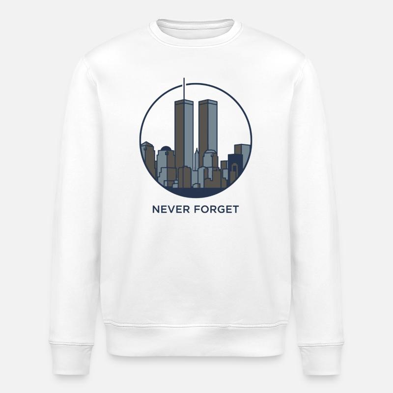 Never Forget Skyline Reminder - Stanley/Stella ROLLER Unisex Organic Sweatshirt - white