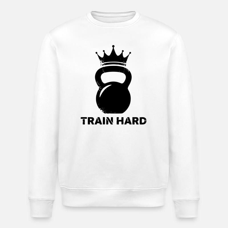 Kettlebell Krone Train Hard - Stanley/Stella ROLLER Unisex Organic Sweatshirt - white