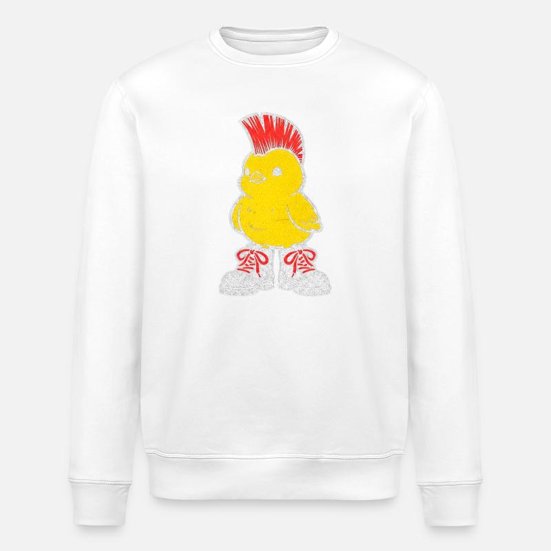 Punk chicken with red mohawk - Stanley/Stella ROLLER Unisex Organic Sweatshirt - white