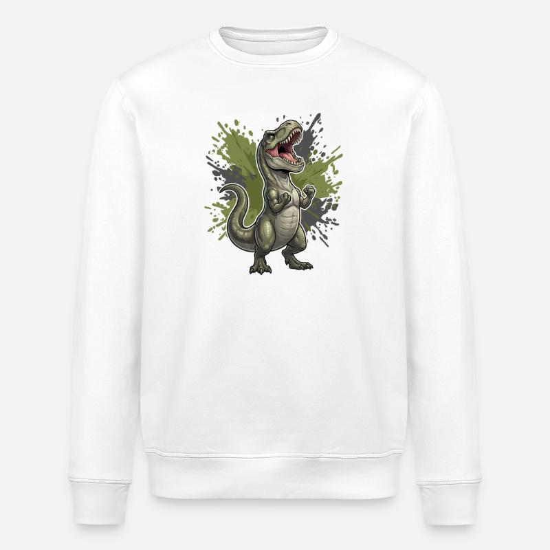Motif du T Rex de combat - Sweat bio ROLLER Stanley/Stella Unisexe - blanc