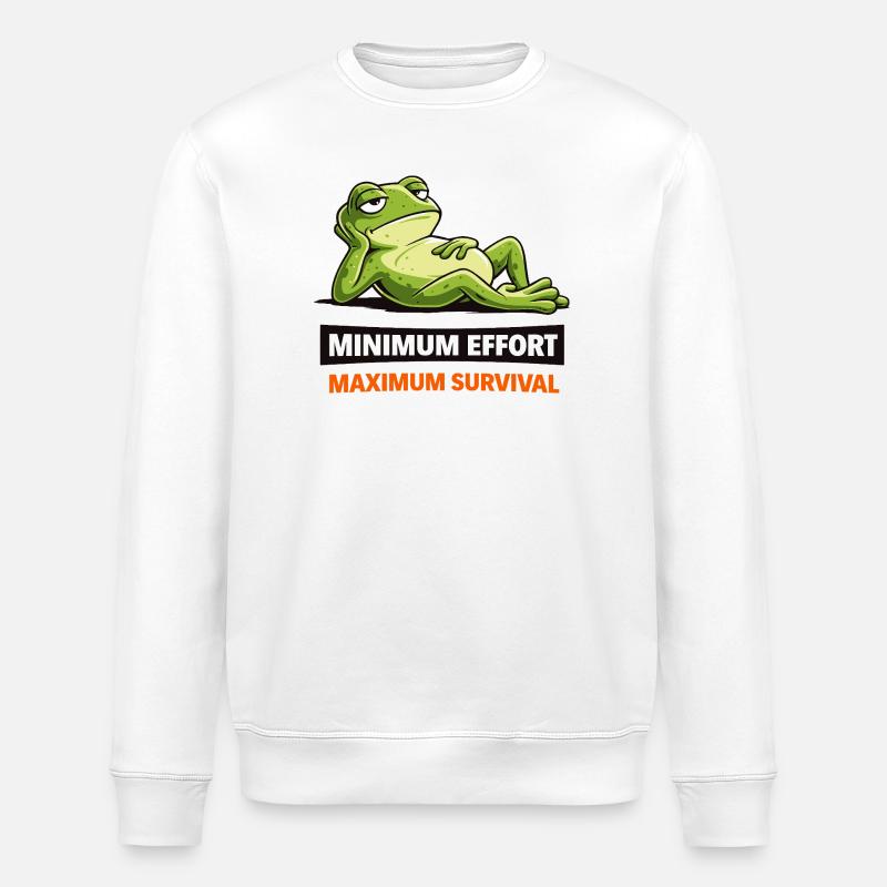 Frog Chill: Minimum Effort - Stanley/Stella ROLLER Unisex Organic Sweatshirt - white