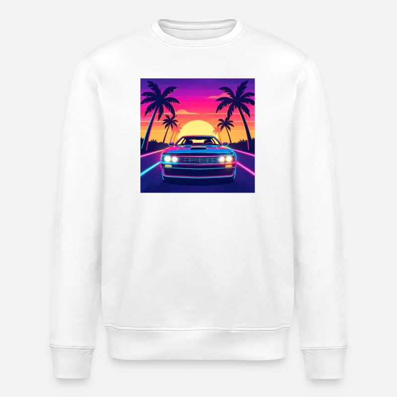 Neon Sunset Drive - Stanley/Stella ROLLER Unisex Organic Sweatshirt - white