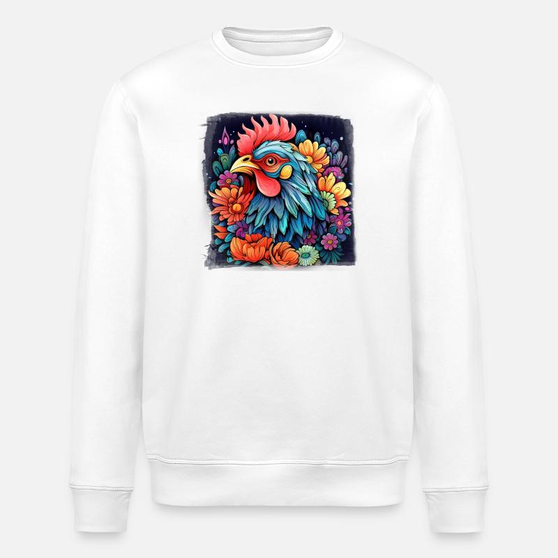 Bunter Hahnen - Gockel  - Stanley/Stella Unisex Bio-Sweatshirt ROLLER - Weiß