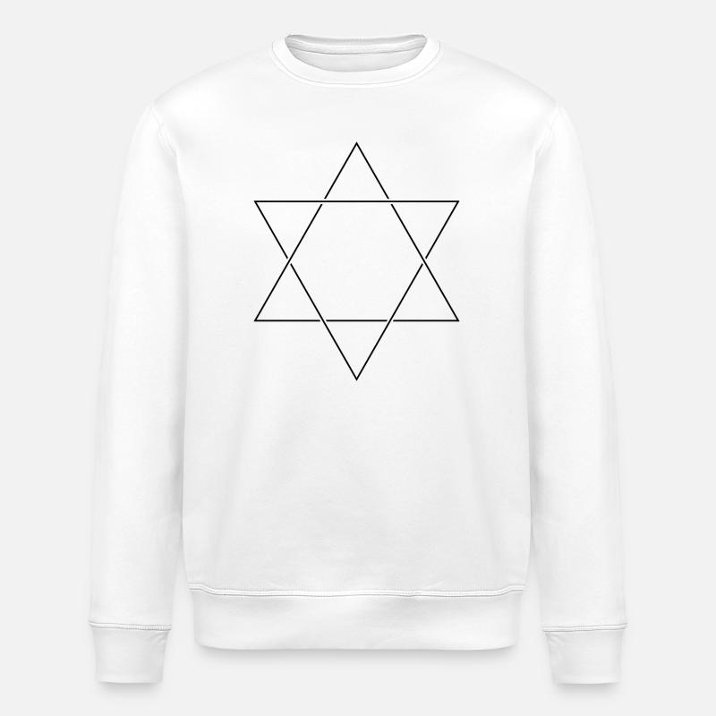 Minimalistischer Davidstern – Linienzeichnungs-Hexagramm - Stanley/Stella Unisex Bio-Sweatshirt ROLLER - Weiß