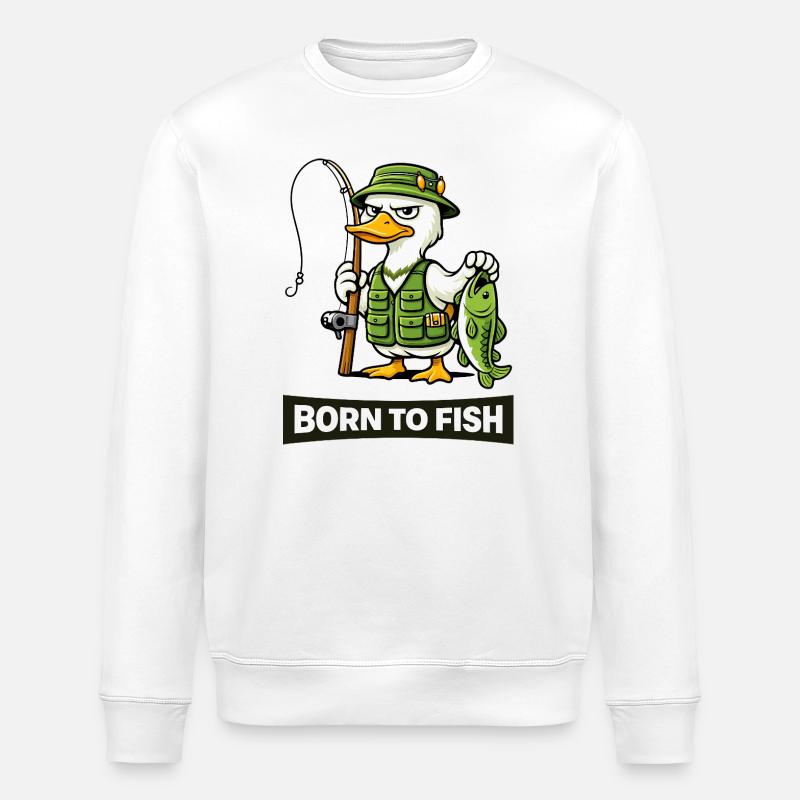 Né de pêcheur au canard pêcheur - Sweat bio ROLLER Stanley/Stella Unisexe - blanc