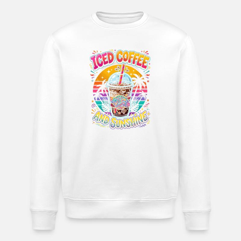 Café glacé et soleil - Sweat bio ROLLER Stanley/Stella Unisexe - blanc