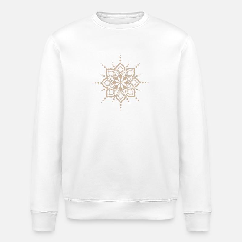 Beige Mandala Blütenblüte - Stanley/Stella Unisex Bio-Sweatshirt ROLLER - Weiß