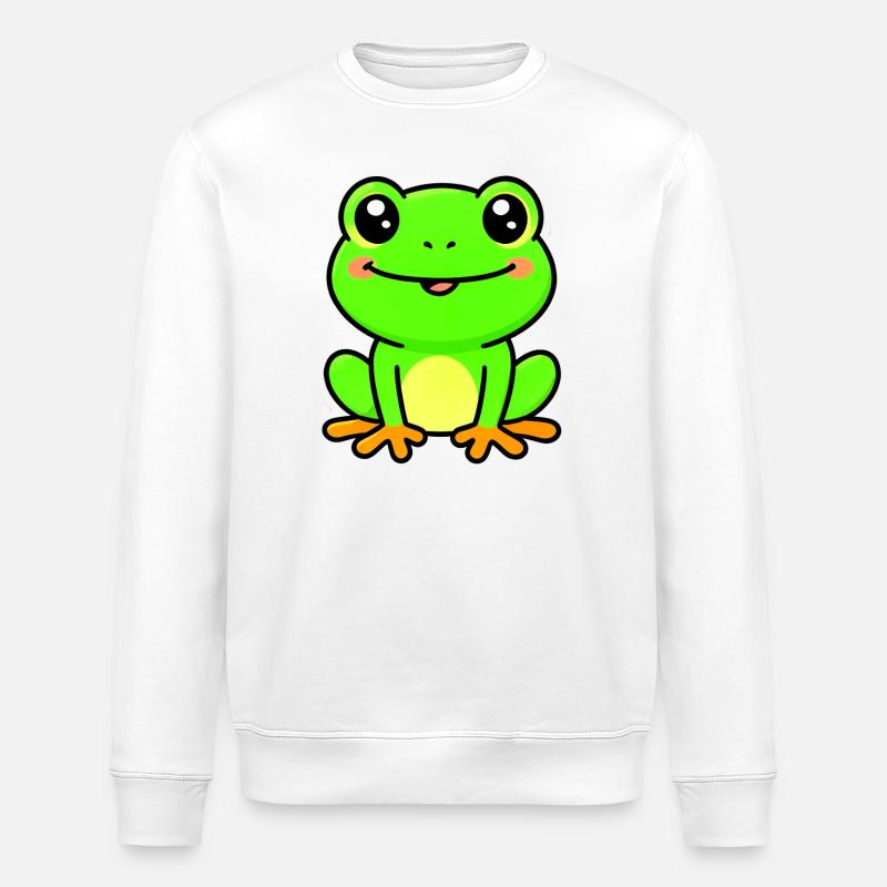 Bright Lime Frog Charm - Stanley/Stella ROLLER Unisex Organic Sweatshirt - white