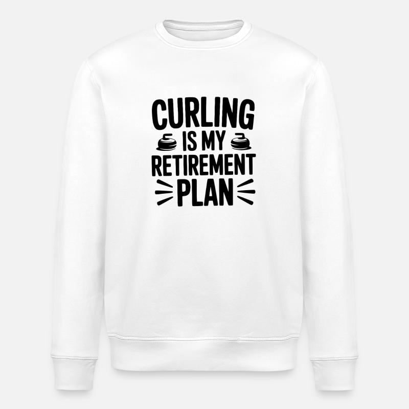 Curling is my Retirement Plan - Stanley/Stella ROLLER Unisex Organic Sweatshirt - white