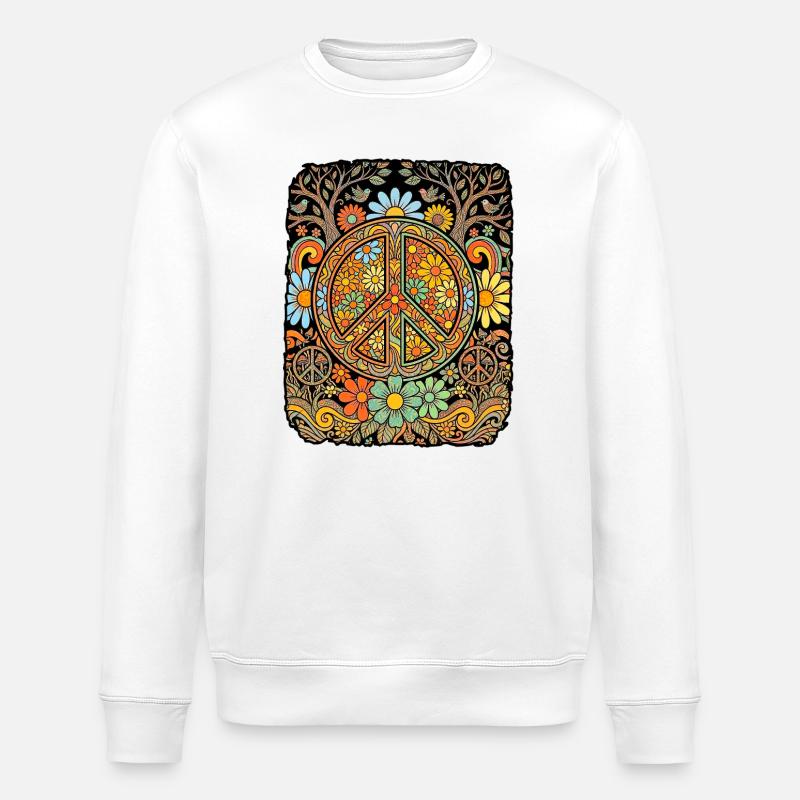 Peace Hippie Blumen - Stanley/Stella Unisex Bio-Sweatshirt ROLLER - Weiß