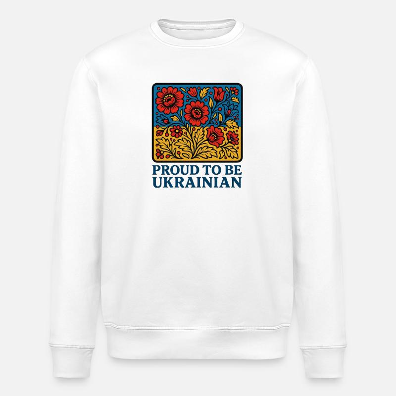 Orgueil ukrainien – Peuple des Fleurs - Sweat bio ROLLER Stanley/Stella Unisexe - blanc