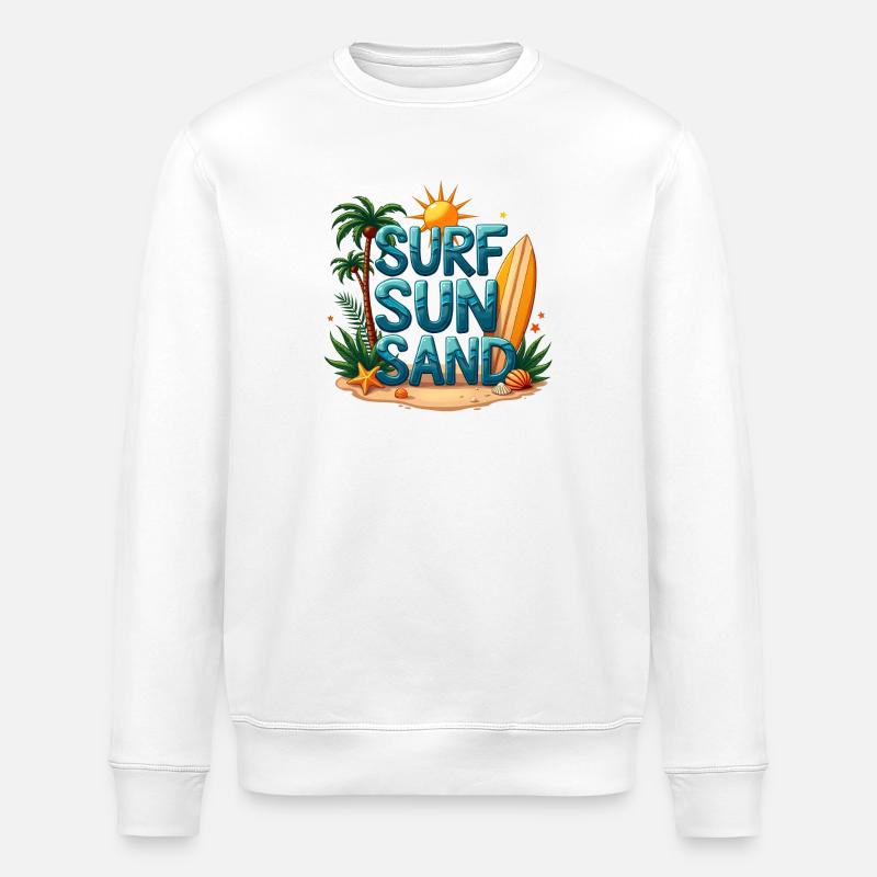 Surfen Sonne Sand Strand Design - Stanley/Stella Unisex Bio-Sweatshirt ROLLER - Weiß