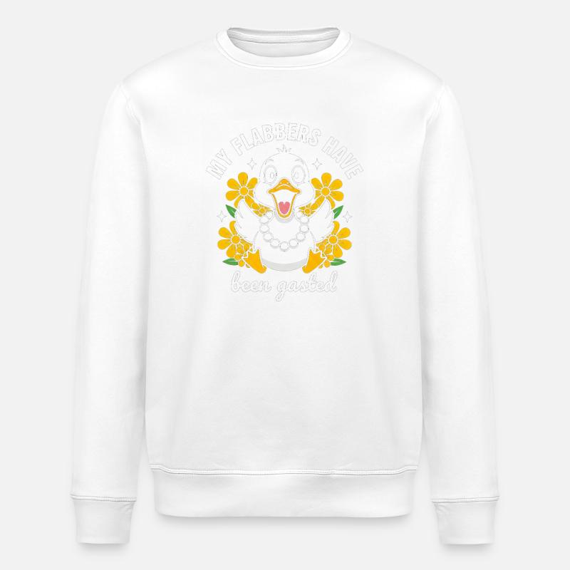 Fröhliche Entenblumen-Karikatur - Stanley/Stella Unisex Bio-Sweatshirt ROLLER - Weiß
