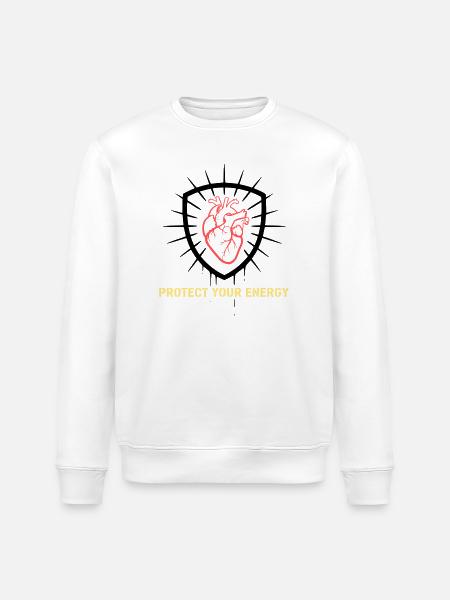 Protect Energy Heart Shield - Stanley/Stella ROLLER Unisex Organic Sweatshirt - white