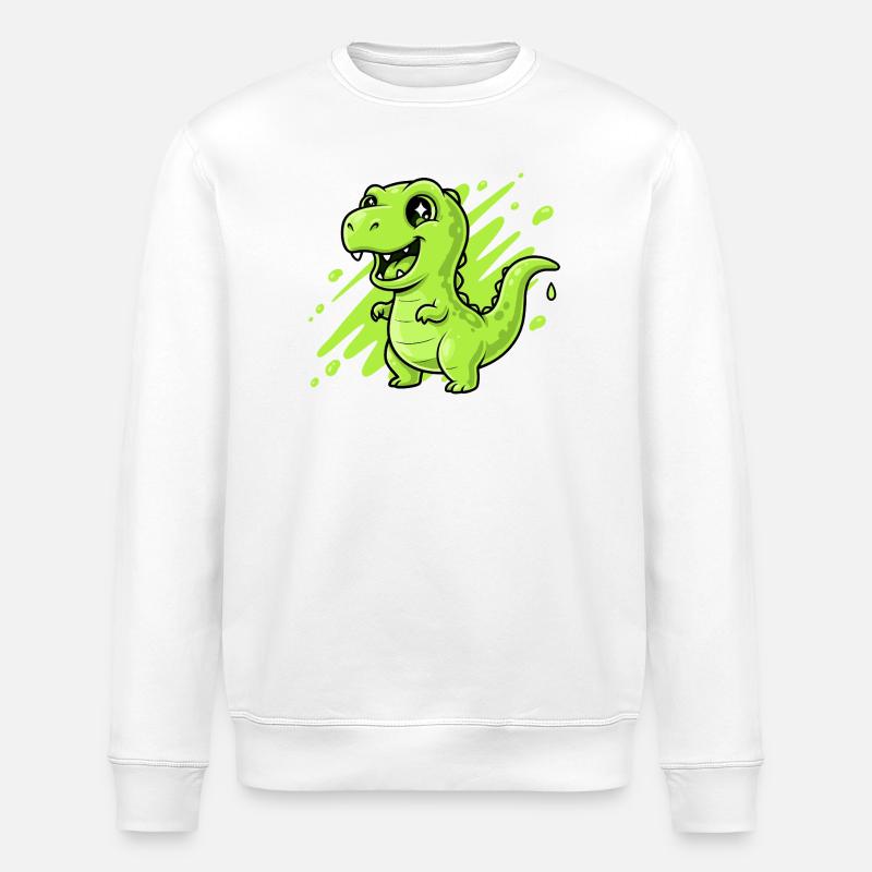 Green Slime Dino Comic - Stanley/Stella ROLLER Unisex Organic Sweatshirt - white