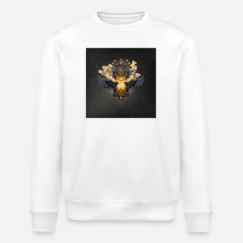 Dunkelgoldene Flügeluhr - Stanley/Stella Unisex Bio-Sweatshirt ROLLER - Weiß