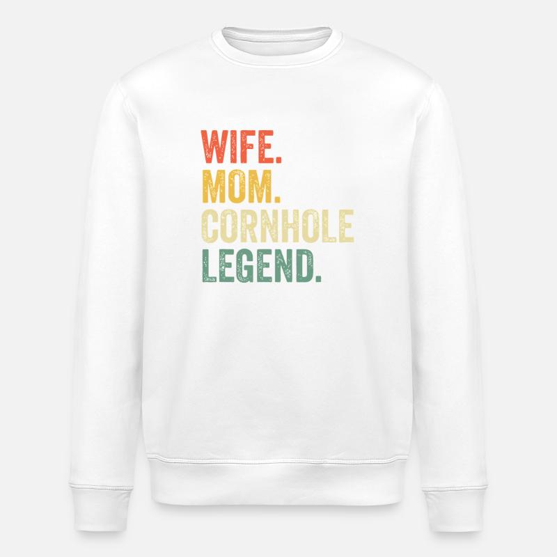Ehefrau-Mama Cornhole-Legende - Stanley/Stella Unisex Bio-Sweatshirt ROLLER - Weiß