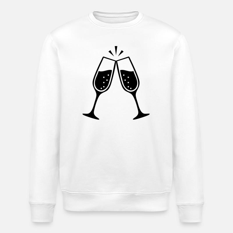 Klirrende Gläser – Schwarz-Weiß-Hochzeit - Stanley/Stella Unisex Bio-Sweatshirt ROLLER - Weiß