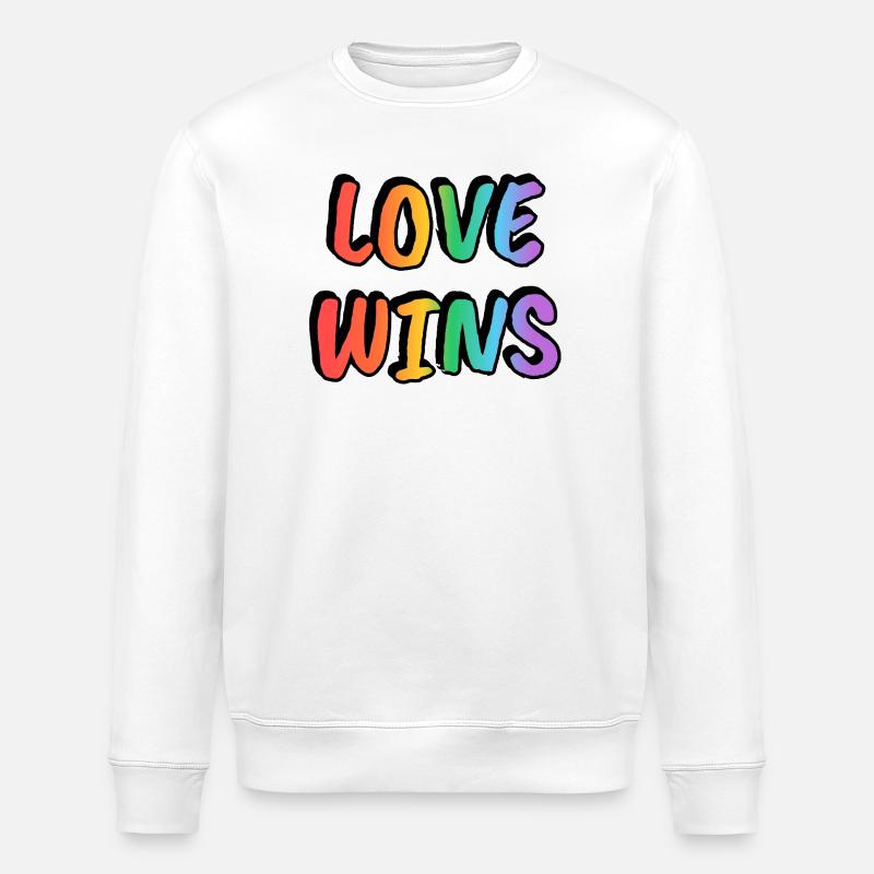 Love Wins Rainbow Gradient - Stanley/Stella ROLLER Unisex Organic Sweatshirt - white
