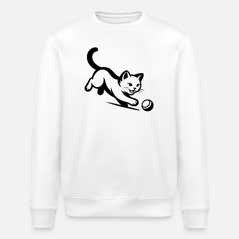 Katze - Stanley/Stella Unisex Bio-Sweatshirt ROLLER - Weiß