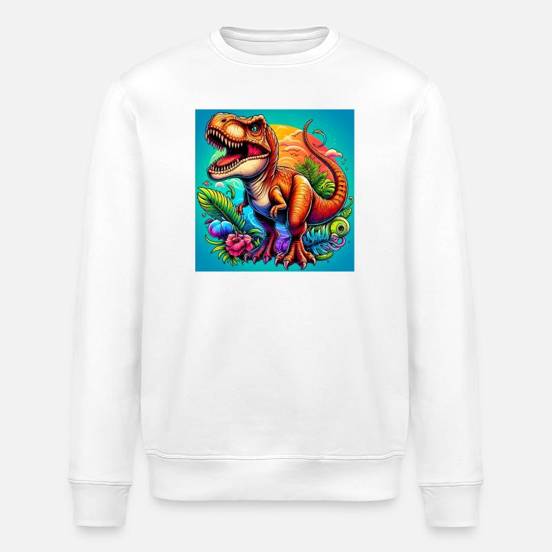 dinosaur - Stanley/Stella ROLLER Unisex Organic Sweatshirt - white