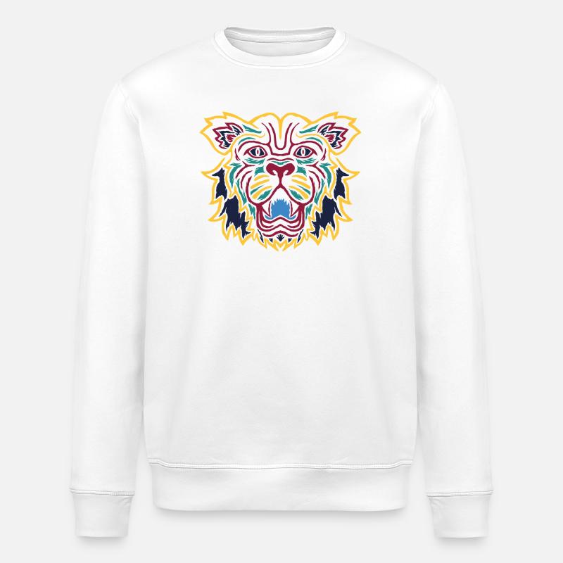 Bunter Tiger Blick Emblem - Stanley/Stella Unisex Bio-Sweatshirt ROLLER - Weiß