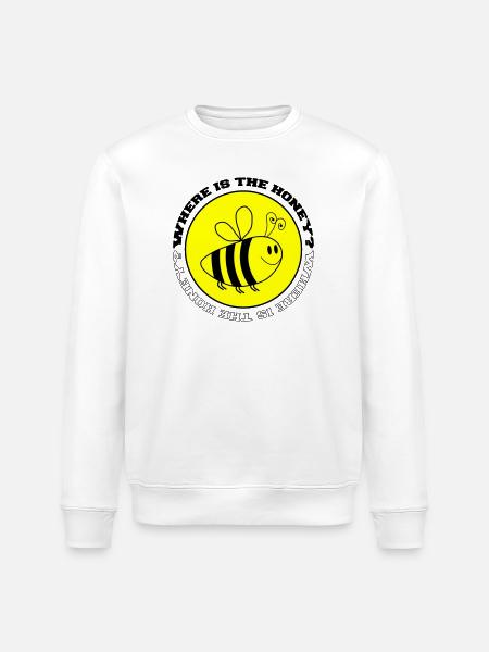 Bee Where is the Honey - Stanley/Stella ROLLER Unisex Organic Sweatshirt - white