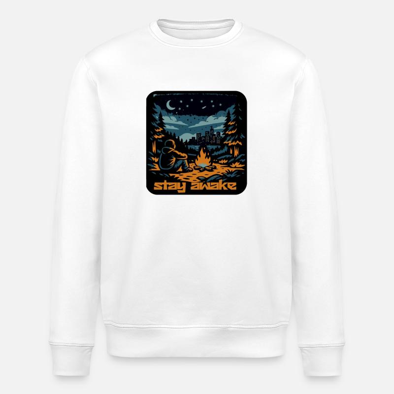Stay Awake Campfire Night - Stanley/Stella ROLLER Unisex Organic Sweatshirt - white