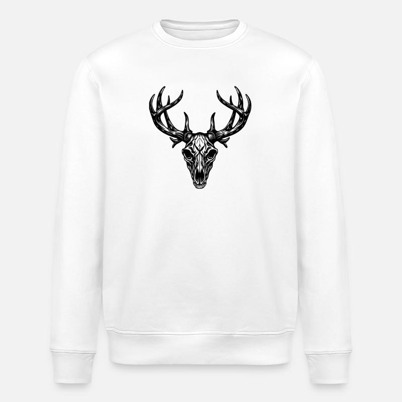 Deer skull - Stanley/Stella ROLLER Unisex Organic Sweatshirt - white