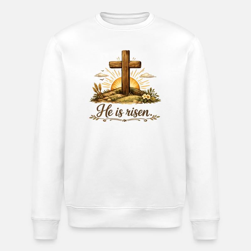 he is risen - Stanley/Stella ROLLER Unisex Organic Sweatshirt - white