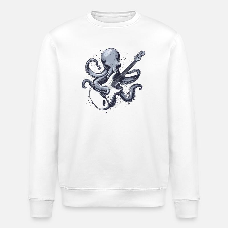 Guitariste Octopus avec guitare électrique - Sweat bio ROLLER Stanley/Stella Unisexe - blanc