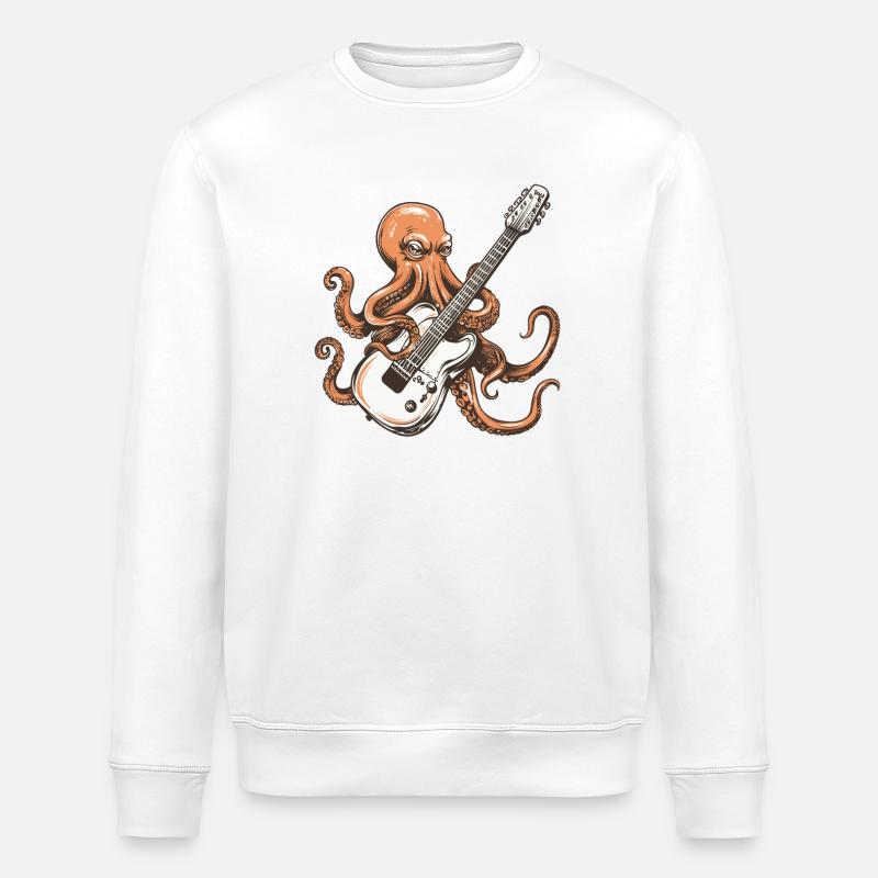 Octopus Guitar Riff - Stanley/Stella ROLLER Unisex Organic Sweatshirt - white