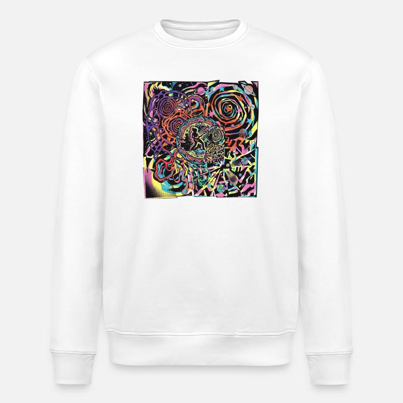 Psychedelic Rock Party Moon - Stanley/Stella ROLLER Unisex Organic Sweatshirt - white